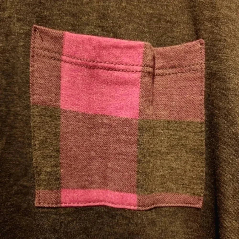 NWOT e. Luna long sleeve grey & purple top w/ flannel Size Medium - Picture 4 of 5